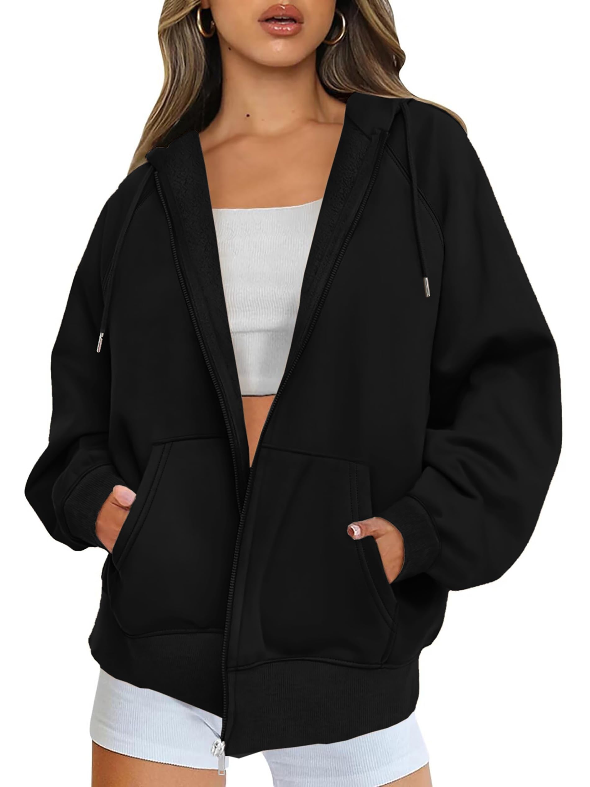 Jhsnjnr Womens Sweatshirt with Pockets Long Sleeve Hooded Fleece Jacket Warm Ove