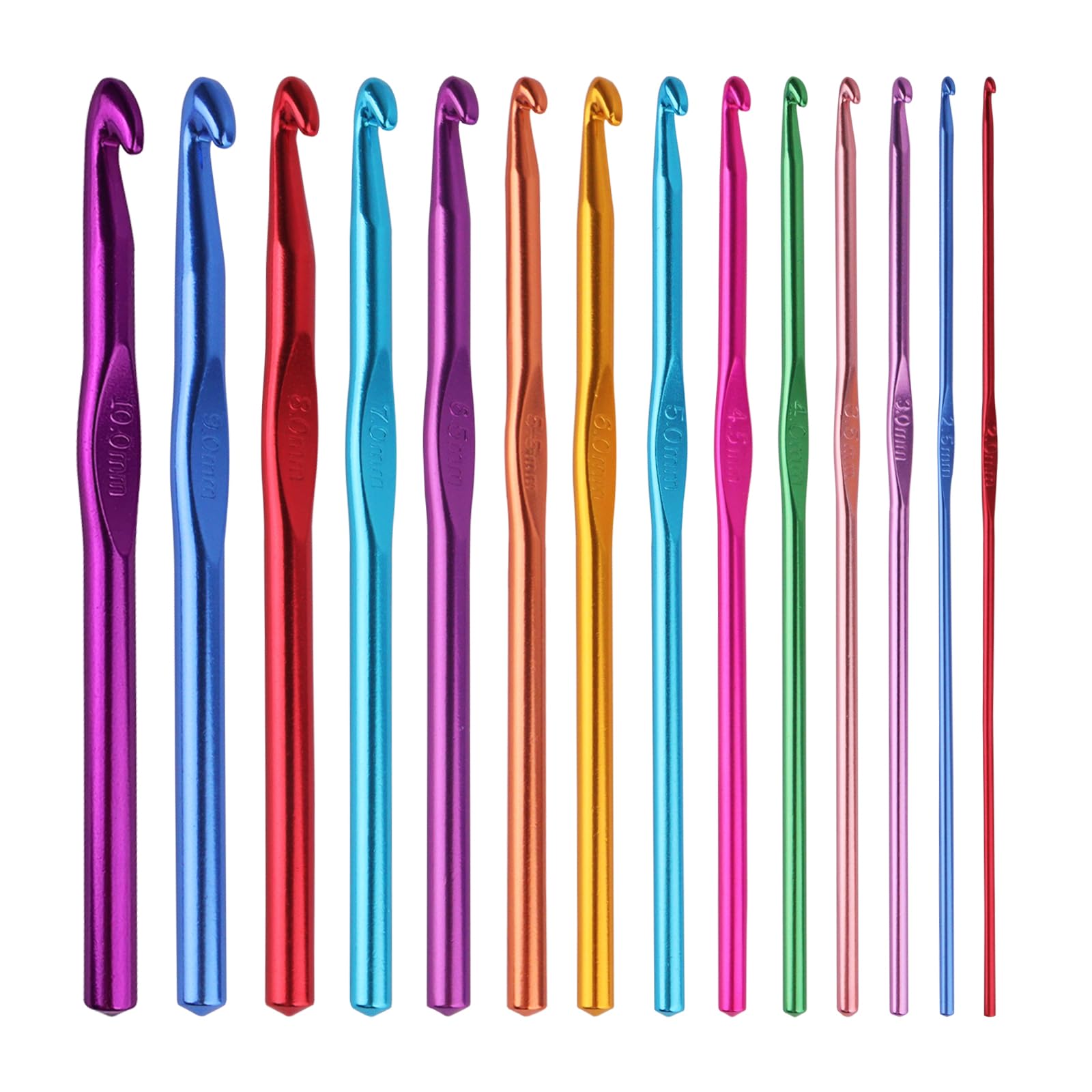14PCS Aluminum Crochet Hooks Knitting Needles Craft Yarn 2.0mm/2.5mm/3.0mm/3.5mm