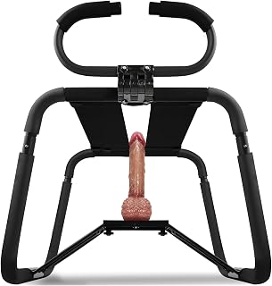 Sex Chair Multifunction Sex Position Enhancer Chair with Adjustable Handrail and Realistic Dildo Sex Bench Bouncing Mount Sex Stool Portable Weightless BDSM Sex Novelty Toy for Adult Game (Black)