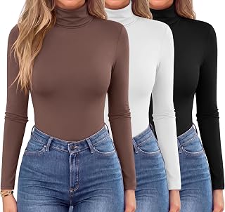 Zeagoo Women's Turtleneck Long Sleeve Tops Lightweight Base Layer T-Shirts | Soft Base Layer Solid Slim Fit Tops, Lightweight Warmth, Perfect for Daily Wear, Office, Dates, Travel, and Casual Outings