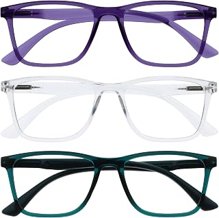 OPULIZE NYX Blue Light Blocking Reading Glasses - Rectangular Frame - UV Anti-Glare Eyewear - Improve Sleep Computer Gaming - Reduce Headaches Eyestrain Protection - Rectangular Frame - Mens Womens