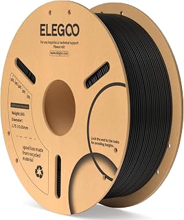 ELEGOO PLA Filament 1.75mm Black 1KG 3D Printer Filament | Dimensional Accuracy +/- 0.02mm, 1kg Cardboard Spool(2.2lbs) 3D Printing Filament, Fits for Most FDM 3D Printers