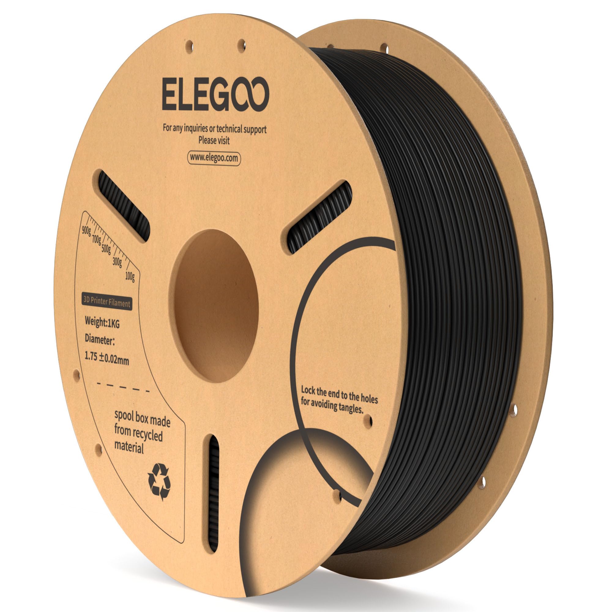 ELEGOO PLA Filament 1.75mm Black 1KG 3D Printer Filament | Dimensional Accuracy 