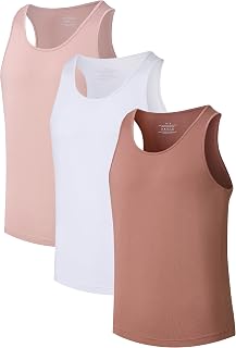 COLORFULLEAF Men's Bamboo Rayon Undershirts Tank Tops Men Crew Neck Stretchy Tank Shirts Pack(1 or 3)
