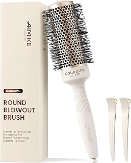 AIMIKE Round Brush for Blow Out, NaturaVol Medium Round Hair Brush for Fine Hair with Nano Thermal Ceramic Tech, for Blow Drying & Styling, Adds Volume & Smoothness (43mm Barrel, 63mm Bristle)