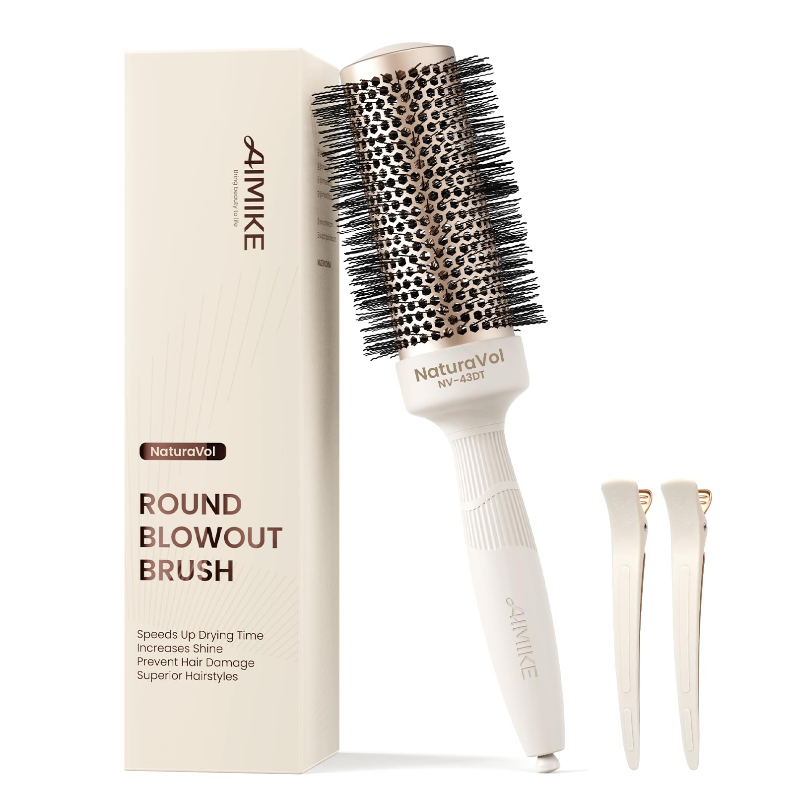 AIMIKE Round Brush for Blow Out, NaturaVol Medium Round Hair Brush for Fine Hair