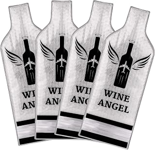 [UPGRADED PROTECTION] 4 Set (8 pcs) Reusable Wine Bags for Travel, Wine Travel Protector, Bottle Travel Sleeve Case For Airplane, Car, Cruise, TRIPLE Protection Luggage Leak-Proof Safety Impact Resist