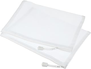 Generic Mesh Zipper Bags, A5 Nylon Zip Pouch Pencil Case Storage Pockets for Travel Office Accessories, White Pack of 6