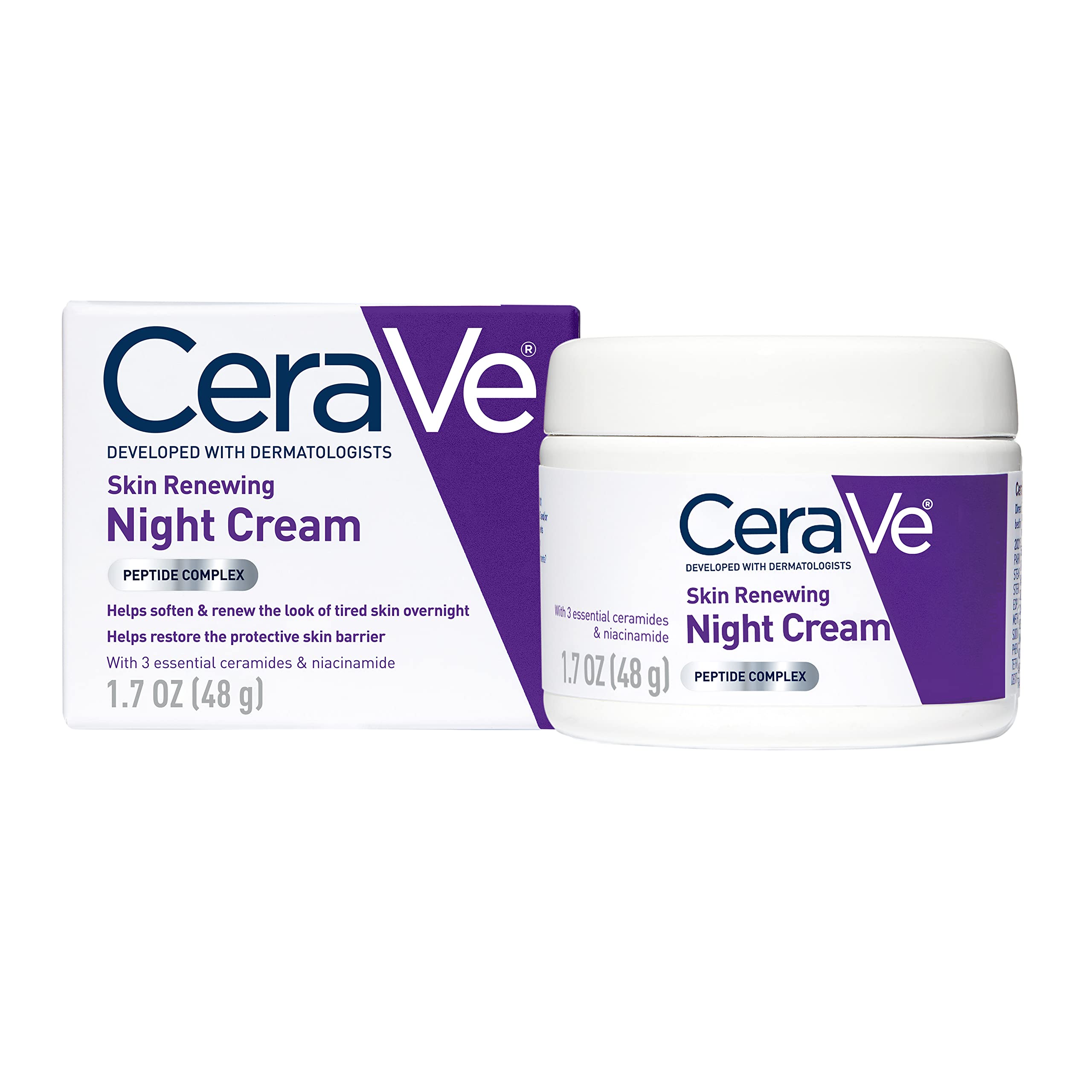 CeraVe Night Cream, Facial Moisturizer with Peptides & Niacinamide, 1.7oz | Anti