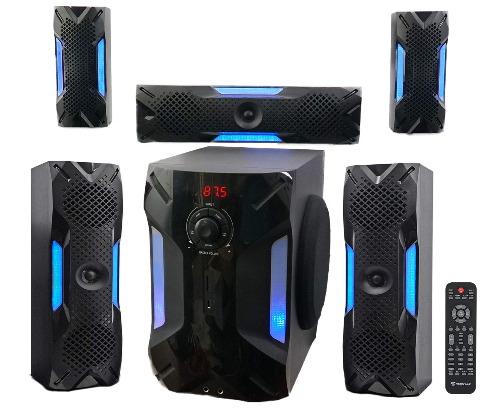 Rockville HTS56 5.1-Channel Bluetooth Home Theater System, 8" Subwoofer | 1000W 