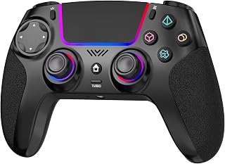 SZPACMATE Wireless Pro Controller for PS4/PS3/Switch 1/PC/Steam Deck | Hall Effect Joystick, 8-Colour RGB Lighting, 1000mAh Battery, 6-Axis Gyroscope, Turbo, Dual Vibration, Programmable Button