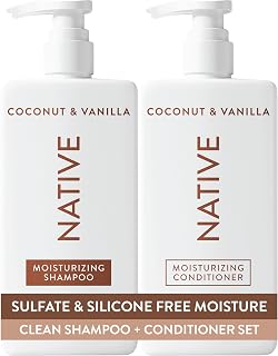 Native Coconut & Vanilla Shampoo and Conditioner Contain Naturally Derived Ingredients | All Hair Types, Color & Treated, Fine to Dry Damaged, Sulfate & Dye Free - 2-Pack