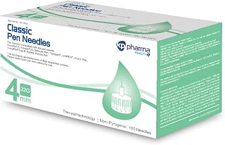 KP Pharma Classic Pen Attachment 32G x 4mm – Pack of 100 | Silicone Coated Individually Sealed Clean Attachment | Compatible with Most Pens | Latex-Free Pen Attachment