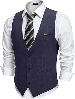 COOFANDY Men's Formal Business Suit Vest Casual Vests Sleeveless Male Wedding Jacket Vests Suit V Neck Slim Fit