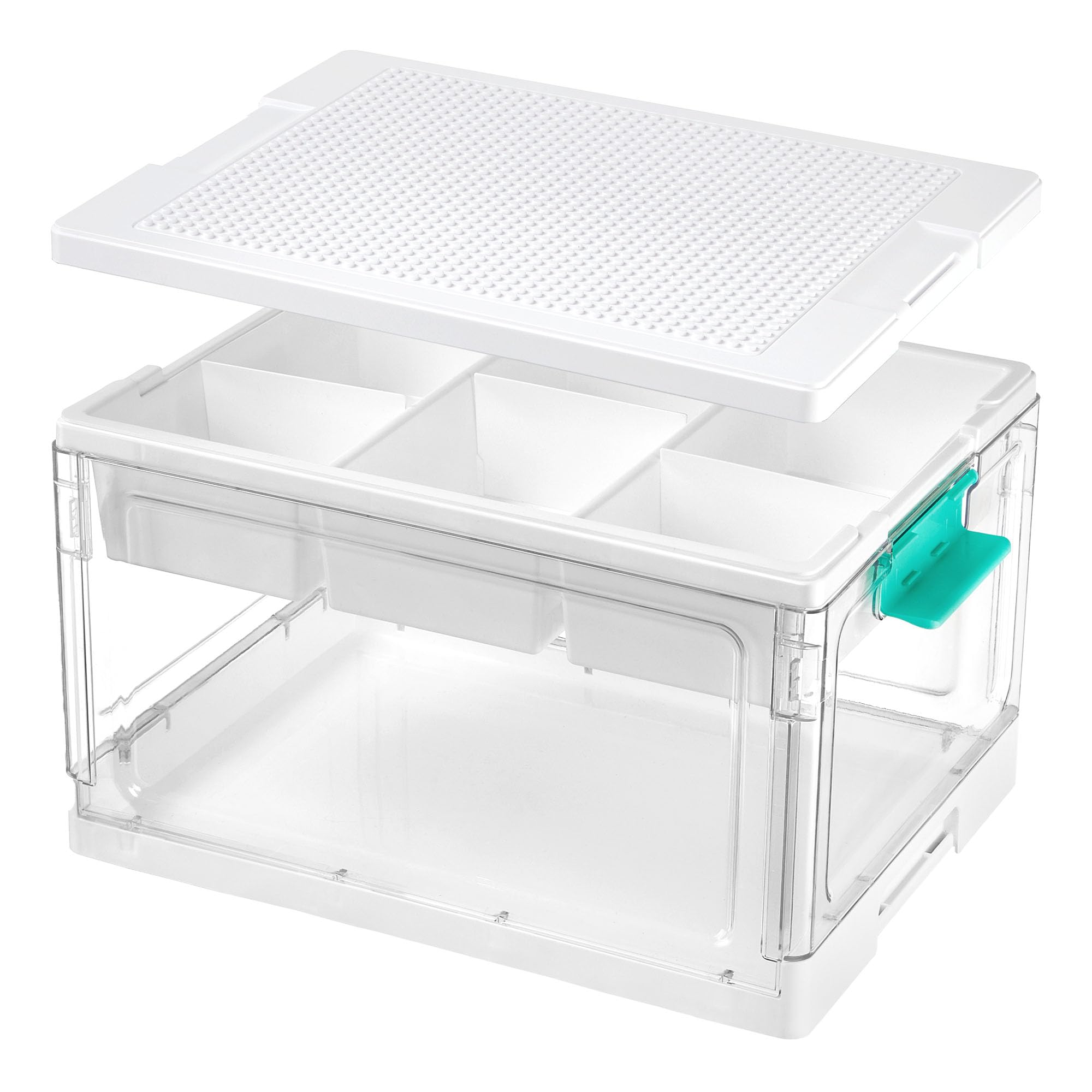 Vtopmart 24 QT Clear Plastic Storage Box with Building Baseplate Lid,1 Pack | Re