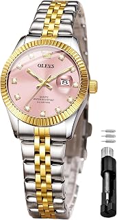 OLEVS Fashion Women Watch Diamond Analog Quartz Stainless Steel Waterproof Luminous Day Date Two Tone