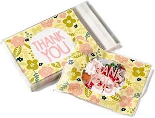 100 Pcs OPP Cellophane Bags Thank You 6.4 x 3.9 Inches Small Jewelry Storage Bags for Earrings Candy Bakery Candle Soap Cookie Gift Wrapping