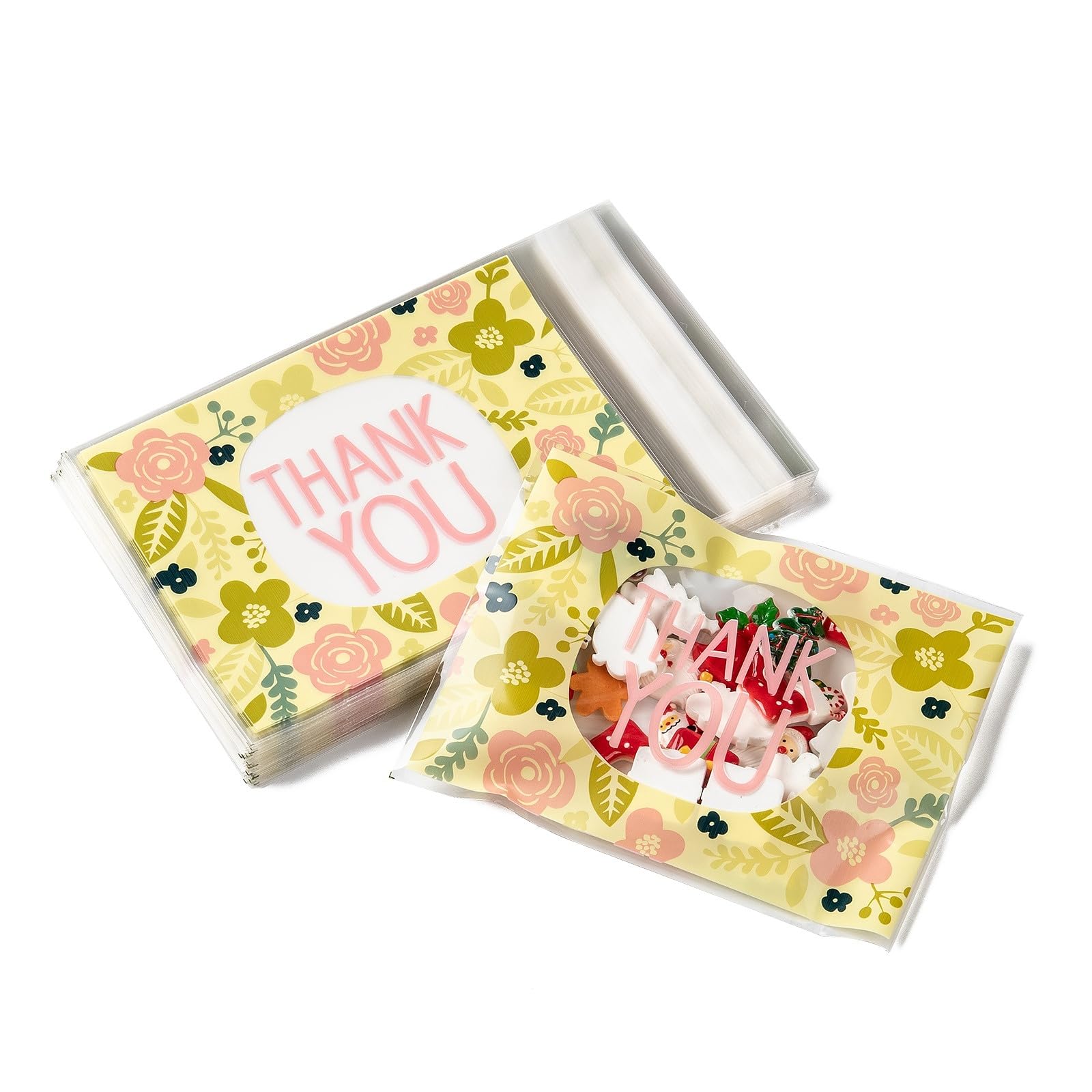 100 Pcs OPP Cellophane Bags Thank You 6.4 x 3.9 Inches Small Jewelry Storage Bag