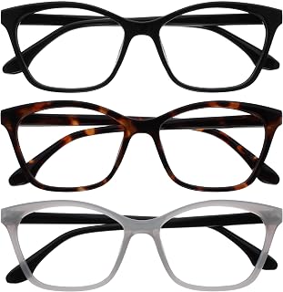 OPULIZE KAT Reading Glasses - Set of 3 - Stylish Cat-Eye Frame - Black, Brown, Grey - Men and Women - Spring Hinges - RRR59-127 - +2.00
