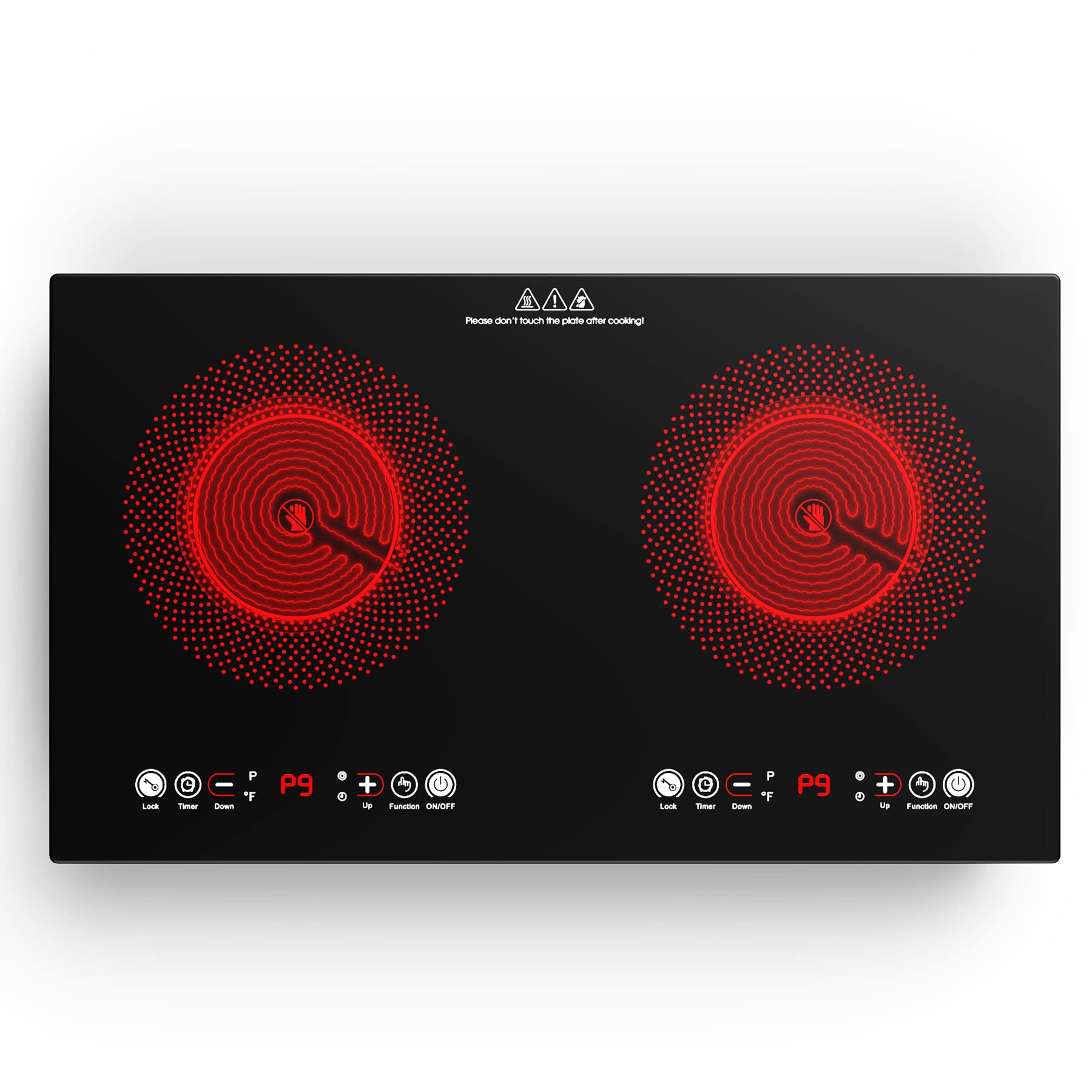 VBGK Electric cooktop,110V 24 inch 2 Burner Electric Cooktop,Built-in and Counte