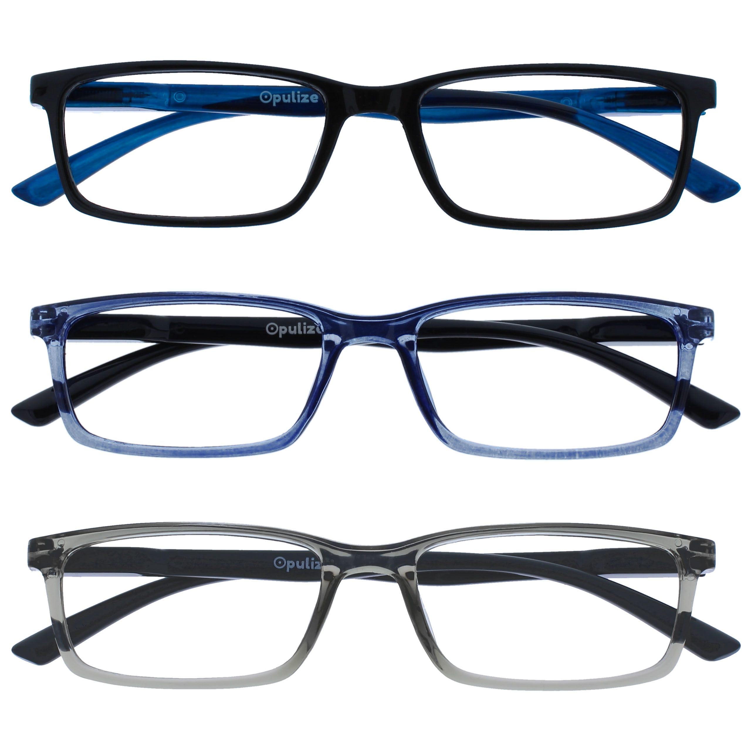 OPULIZE See - Reading Glasses Filter Set of 3 Blue Light Narrow Frame Spring Hin