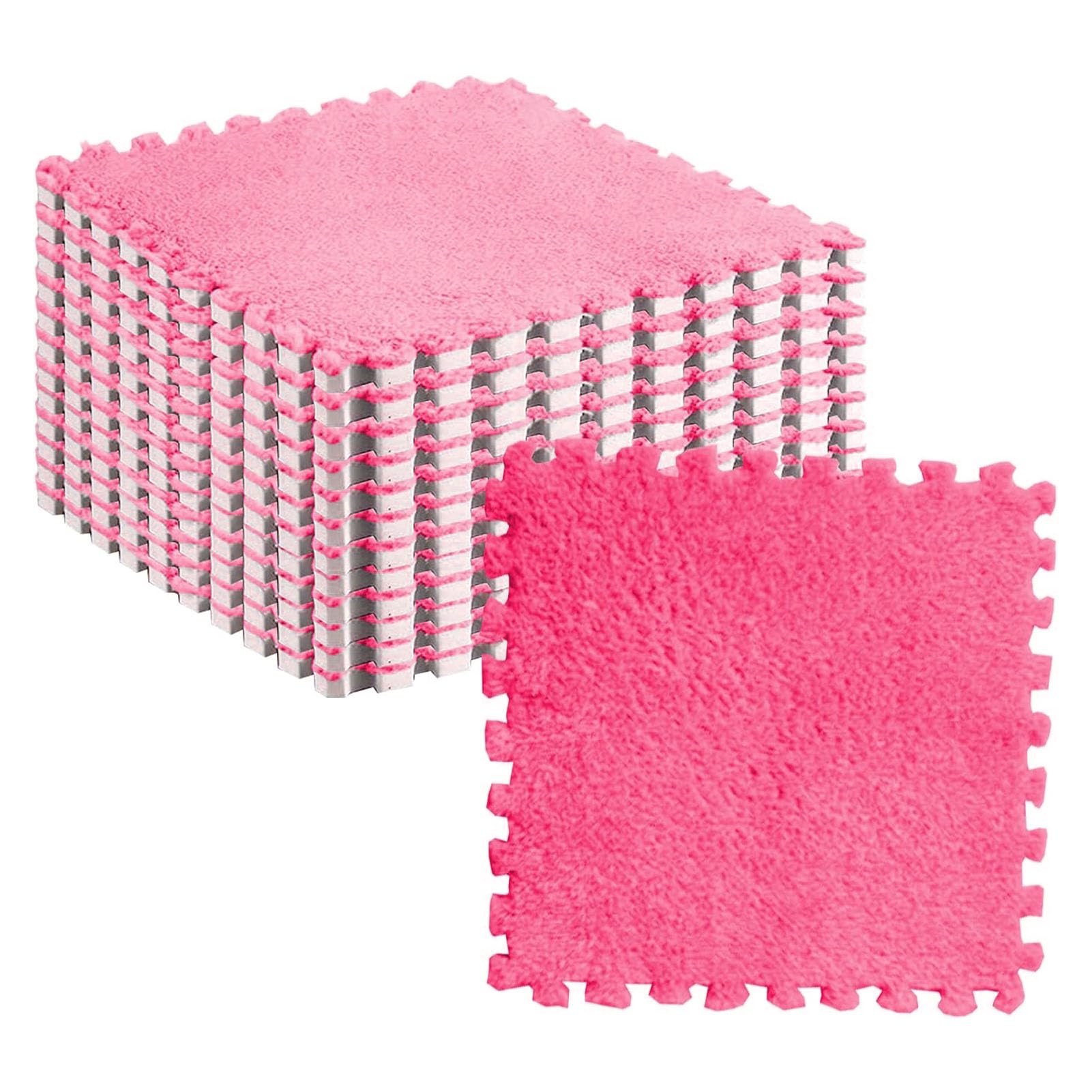 Plush foam puzzle mat tiles, soft non slip interlocking floor mats for kids room