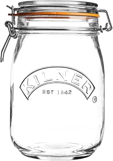 Kilner Clip-Top Storage Jar, 1 Litre, Airtight, Glass, for Fruit, Vegetables, Coffee, Tea, Flour