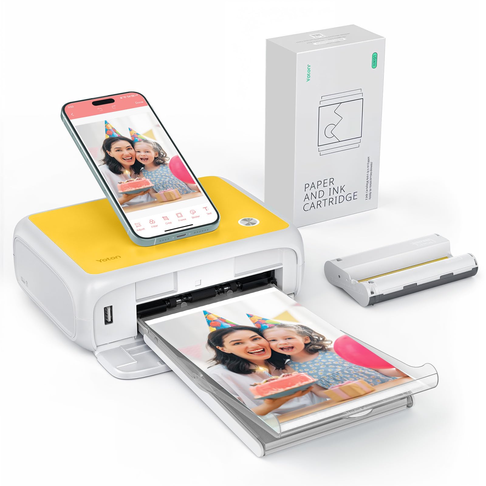 YOTON Photo Printer, Picture Printer with 54 Sheets (4"x6") & 1 Ink Ribbon | 4PA