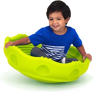 Simplay3 Two Sided Rock Around Wobble Disk and Climbing Dome for Toddlers and Kids - Rocking and Climbing - Indoor/Outdoor - Yellow/Green, Made in USA (1 Pack)