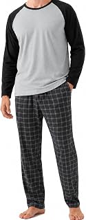 DAVID ARCHY Mens Pajama Set Long Sleeve PJs, Soft Lightweight Sleepwear with Pockets, Comfortable Loungewear for Sleeping