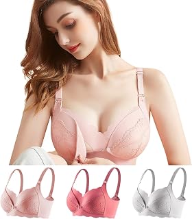 Nursing Bra Maternity Bra Front Opening Bra No Wire Night Anti-Sag Underwire High-Waisted Front Open Large Size Cotton Breathable Adjustable Easy to Wear Pre and Postpartum