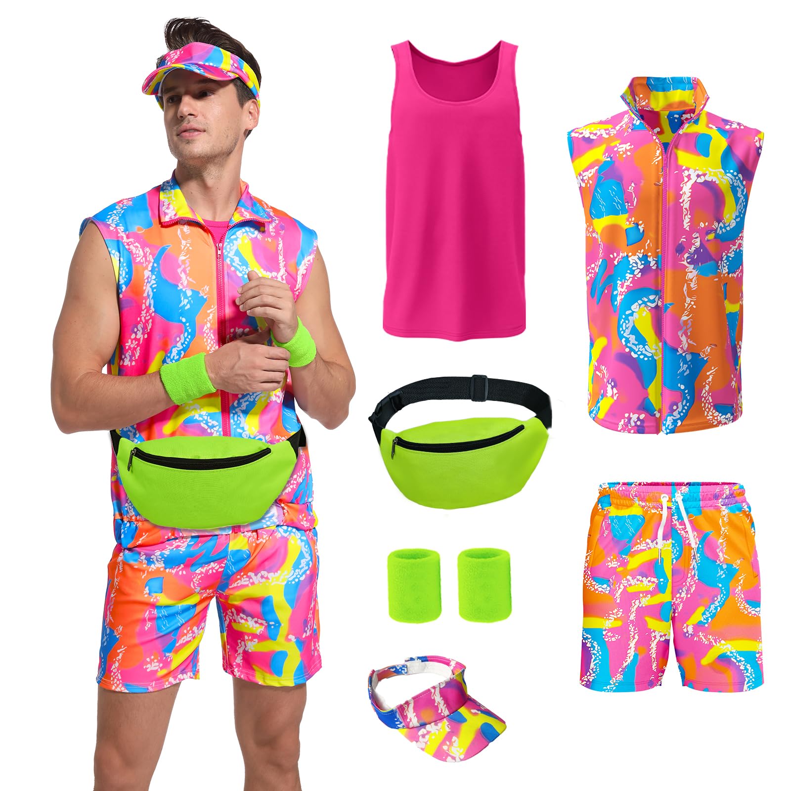 ZOKJFDK 80s Mens Training Costume Halloween Cosplay Couple 80s 90s Adult Trainin