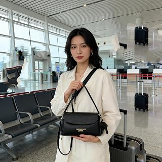 Stylish Small Square Shoulder Bag for Women, Minimalist PU Leather Crossbody Bag with Cute Fashion Charm, Versatile Shoulder Bag for Meeting, Travel and Daily Use (Black)