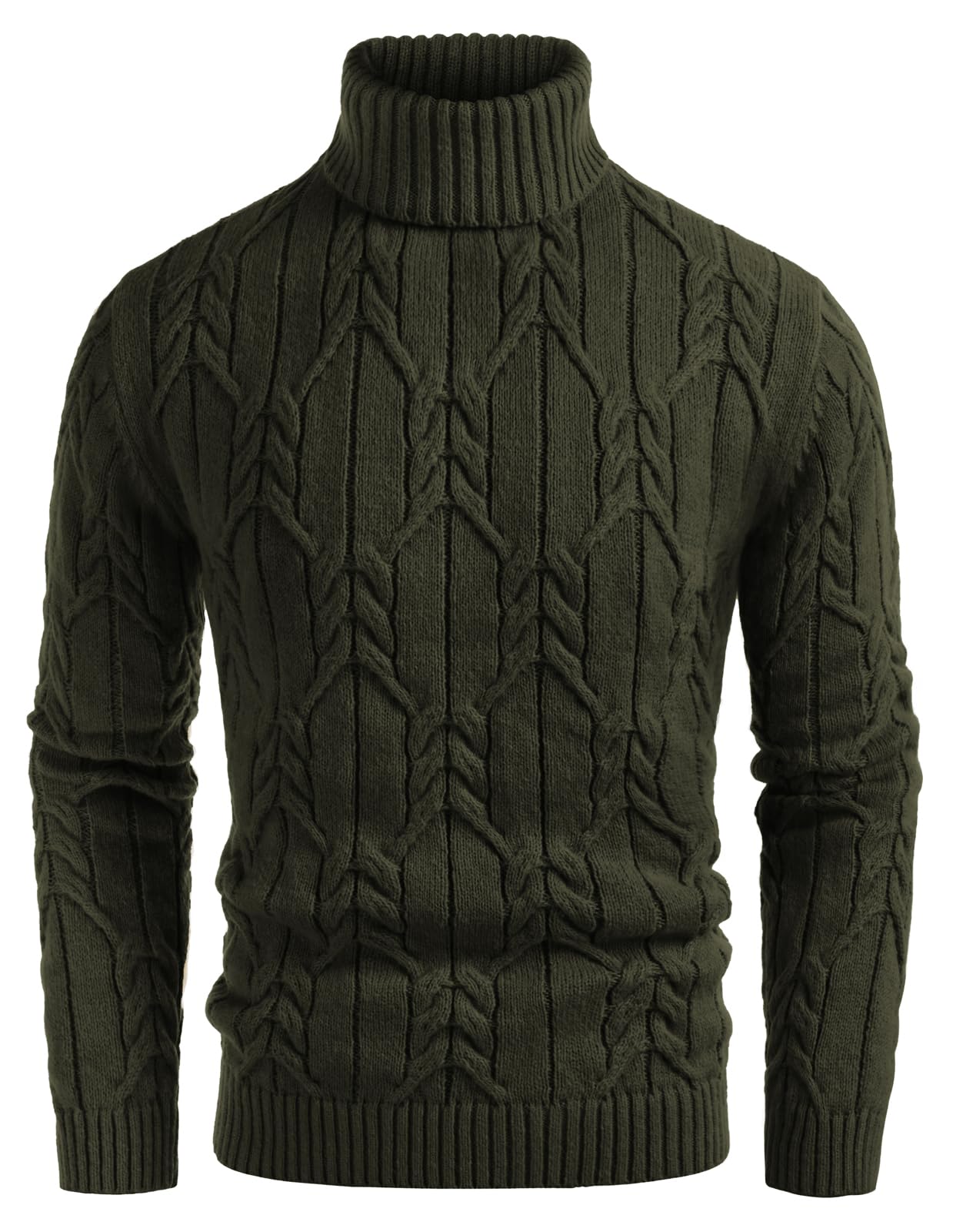 GRACE KARIN Mens Turtleneck Sweaters Cable Knit Twisted Pullover
