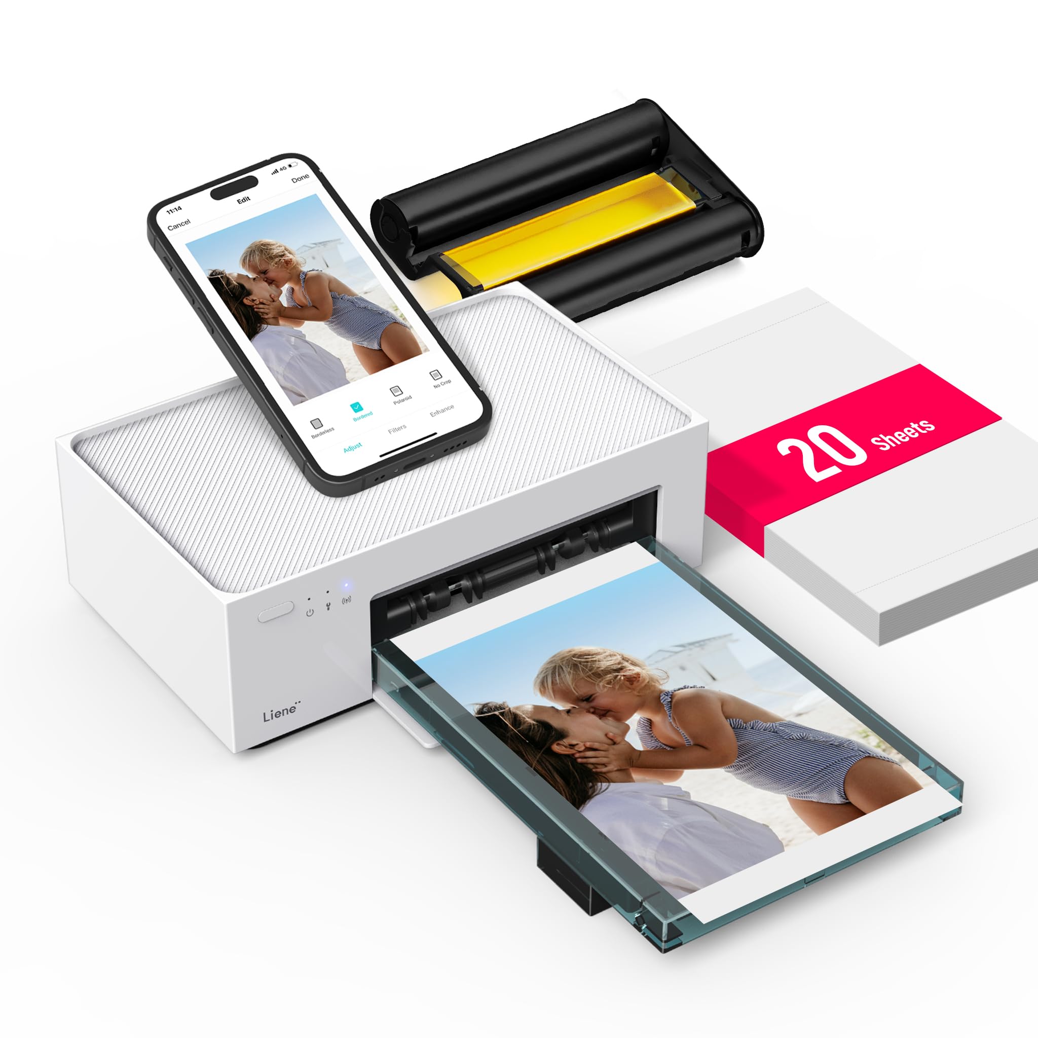 Liene M100 4x6'' Photo Printer, Wi-Fi Picture Printer, 20 Sheets, Full-Color Pho