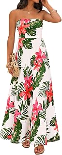 PRETTYGARDEN Maxi abiti estivi floreali senza maniche per le donne 2026 Tube Top Flowy Long Dress Tropical Beach Vacation Clothes