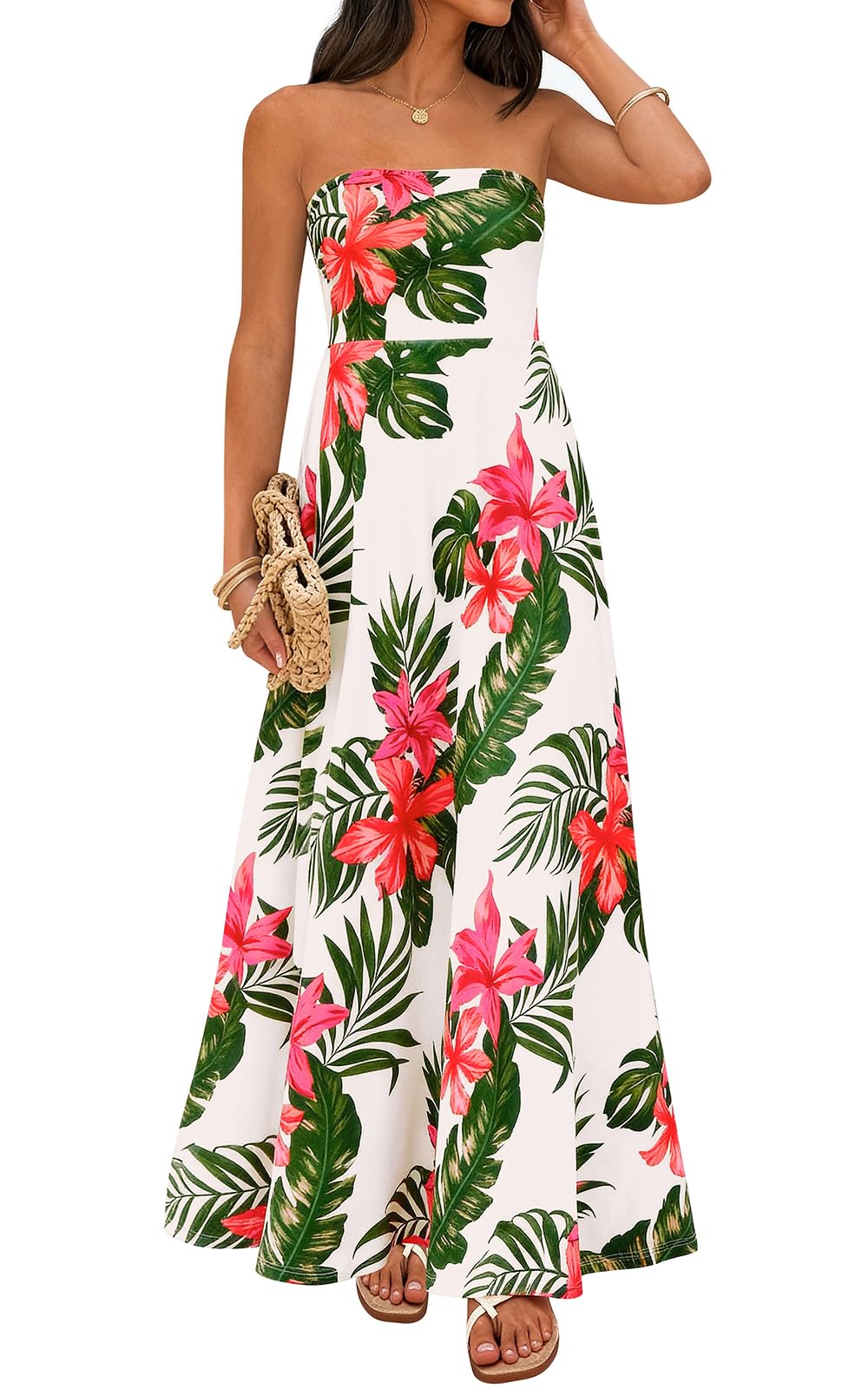 PRETTYGARDEN Maxi abiti estivi floreali senza maniche per le donne 2026 Tube Top