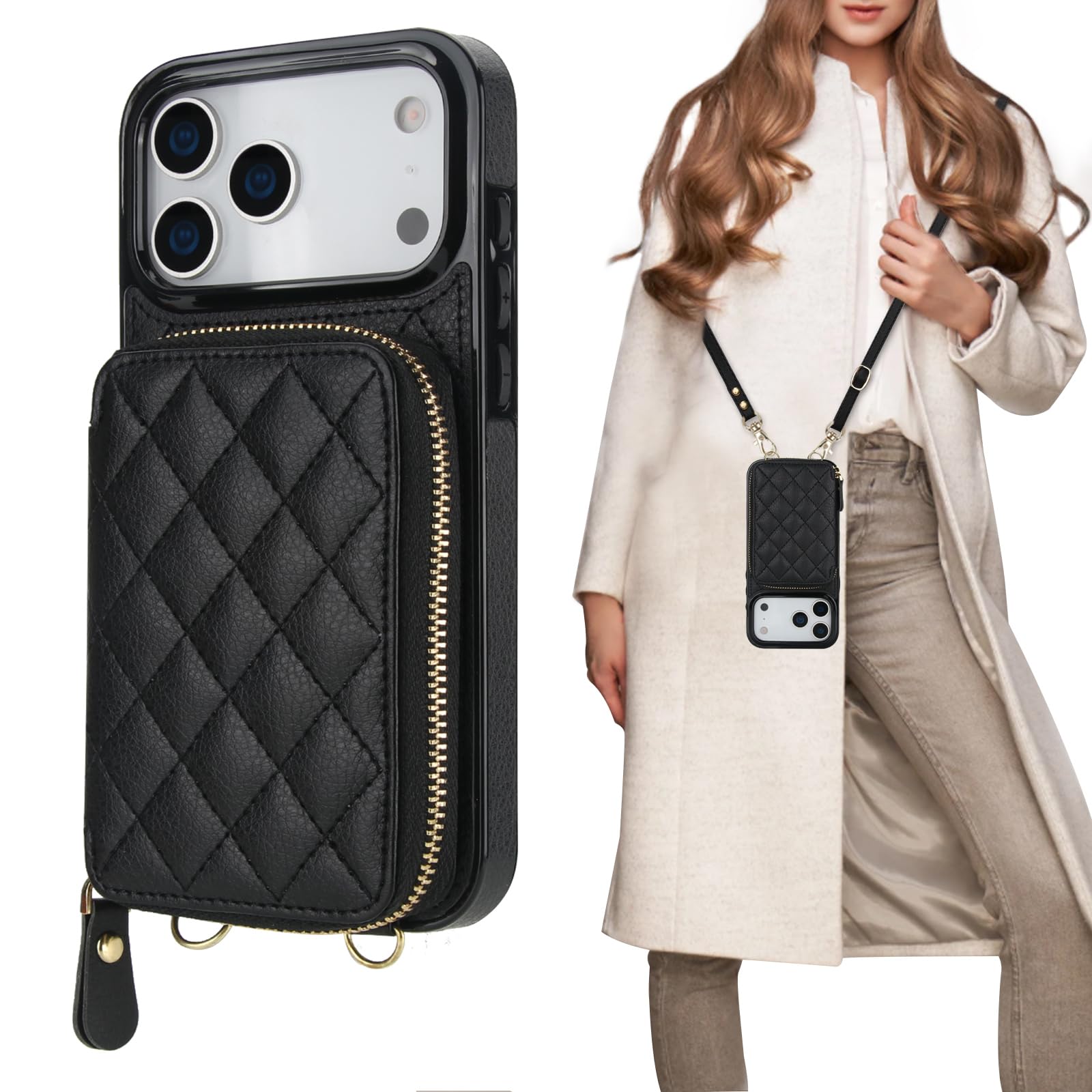Bocasal Crossbody Wallet Case for iPhone 18 Pro Max / 17 Pro Max Black | RFID Bl
