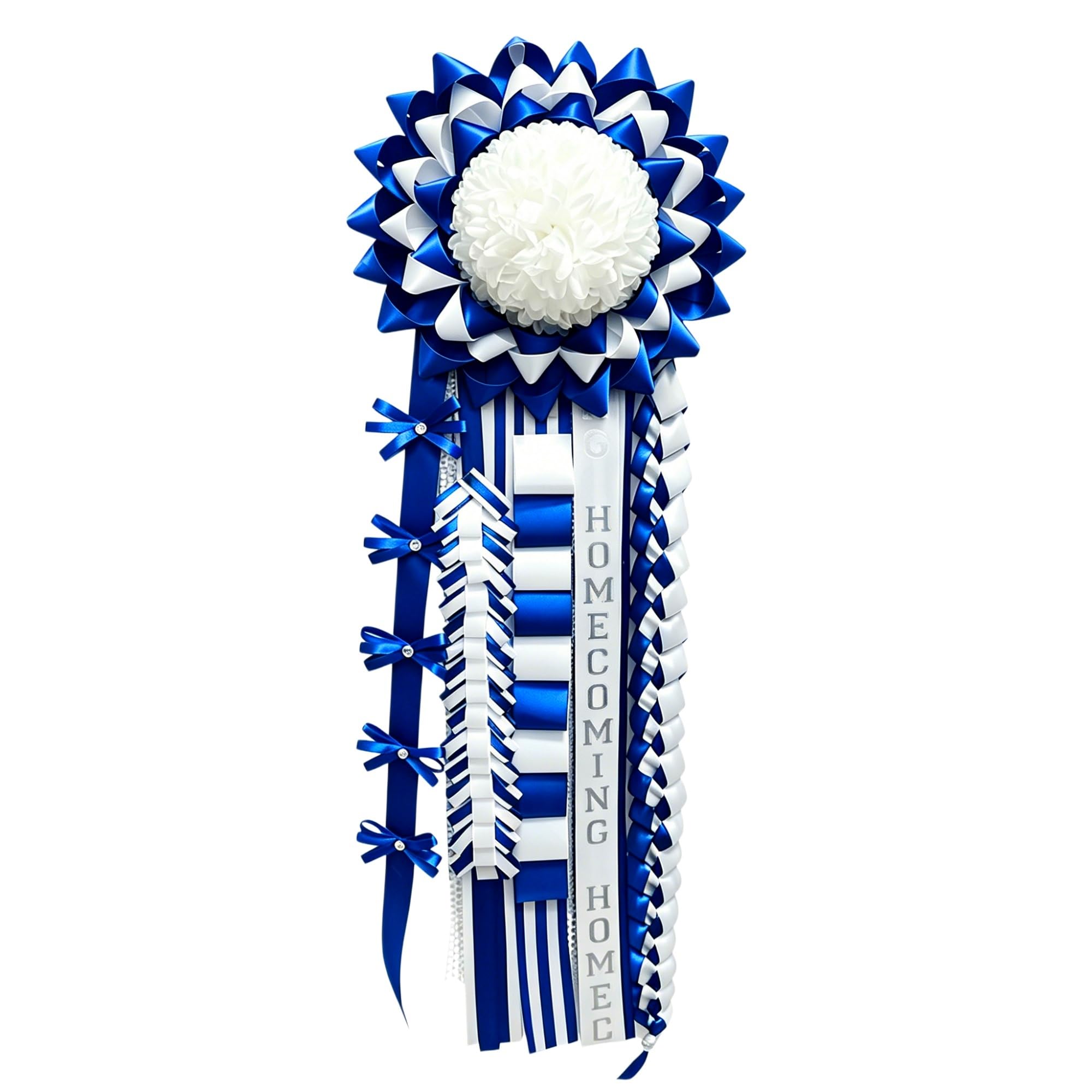 Songye Homecoming Mum Supplies Kit 36 Inch Royal Blue White Braid Ribbon | Pre‑b