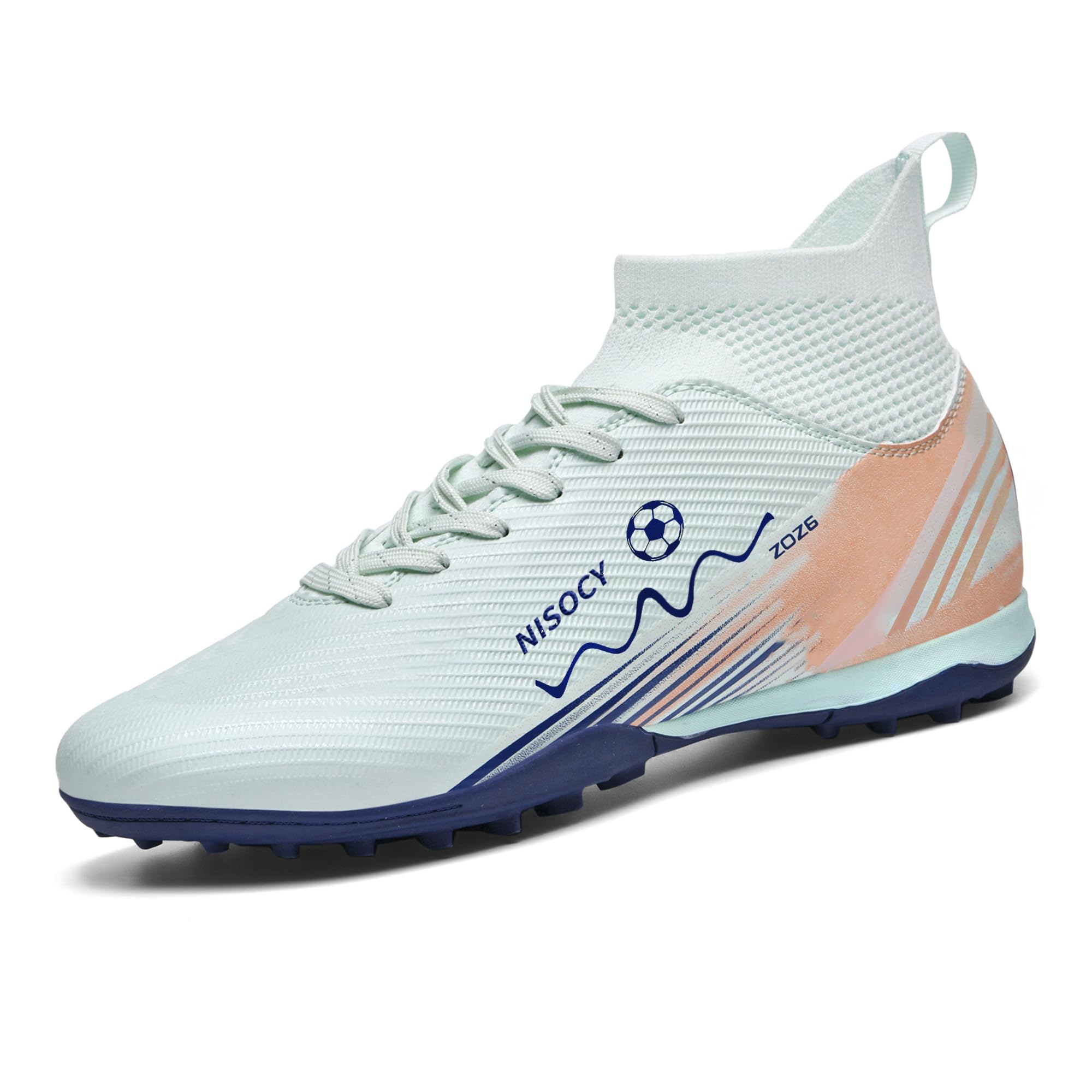 NISOCY Soccer Shoes for Mens Womens Professional Cleats High-Top Athletic Turf F