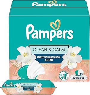Pampers Wipes, Clean &amp; Calm, Cotton Blossom Scent, 336 Wipes Total (6X Pop-Top Packs)