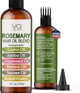 Blend Of Pure Rosemary Oil For Hair Growth 6 Fl Oz With Castor, Batana Oil | Infused With Biotin &amp; Vitamin E-Blend of Effective Hair Oils for Hair Growth-Strengthening Treatment - VITAL AFFAIR