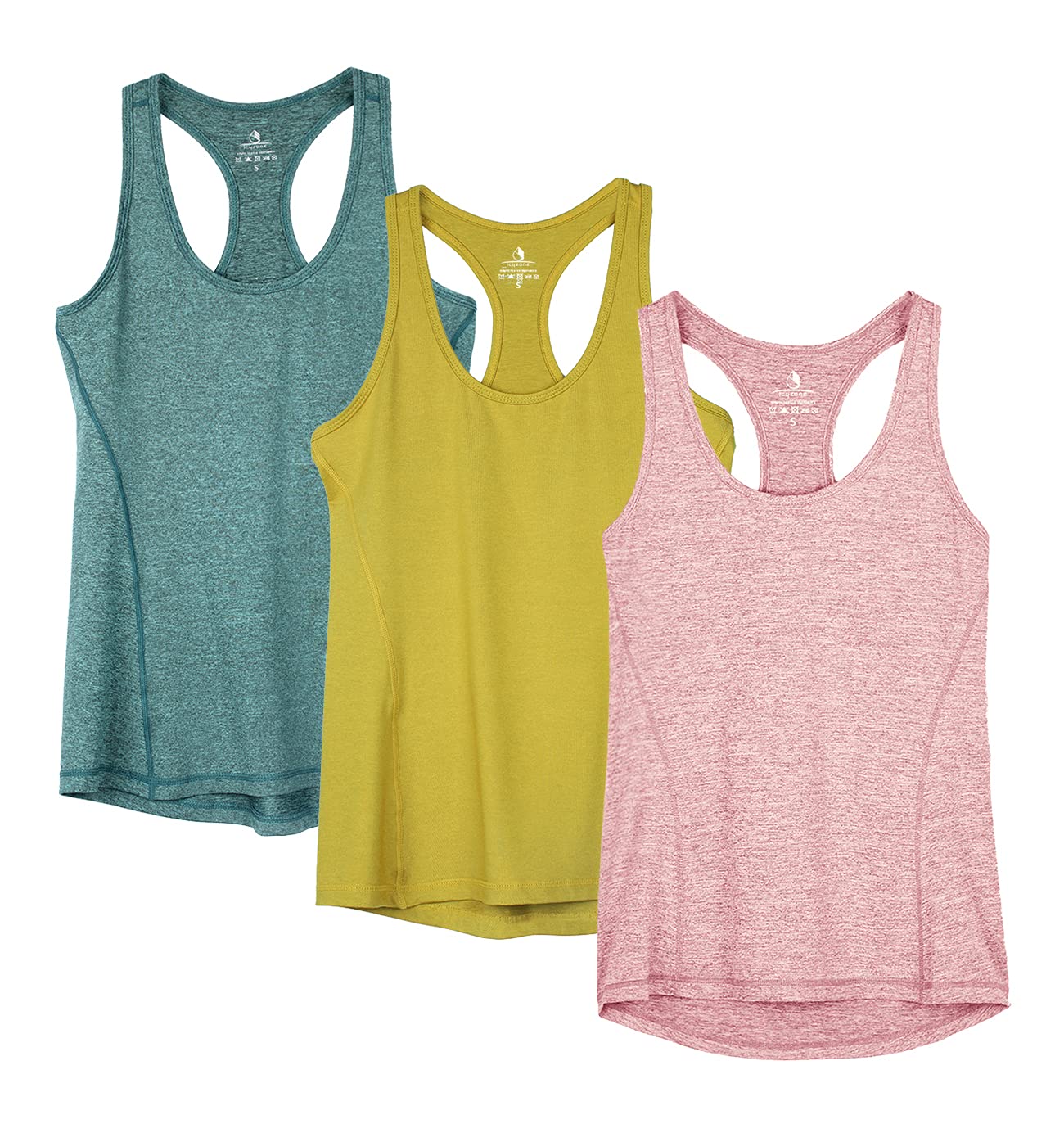 icyzone Women's Sports Fitness Tank Top, Pack of 3