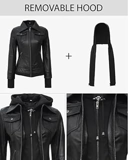 Decrum Real Lambskin Bomber Jacket Women with Detachable Hood