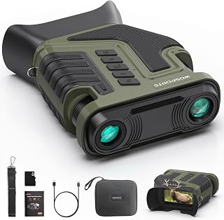 WOSPORTS 4K Night Vision Goggles for Adults, 10X Optical + 8X Digital Zoom | Up to 80X Magnification, 64GB TF Card, 1315FT Viewing Range, 5000mAh Rechargeable Battery, IPX Waterproof, Gifts for Men