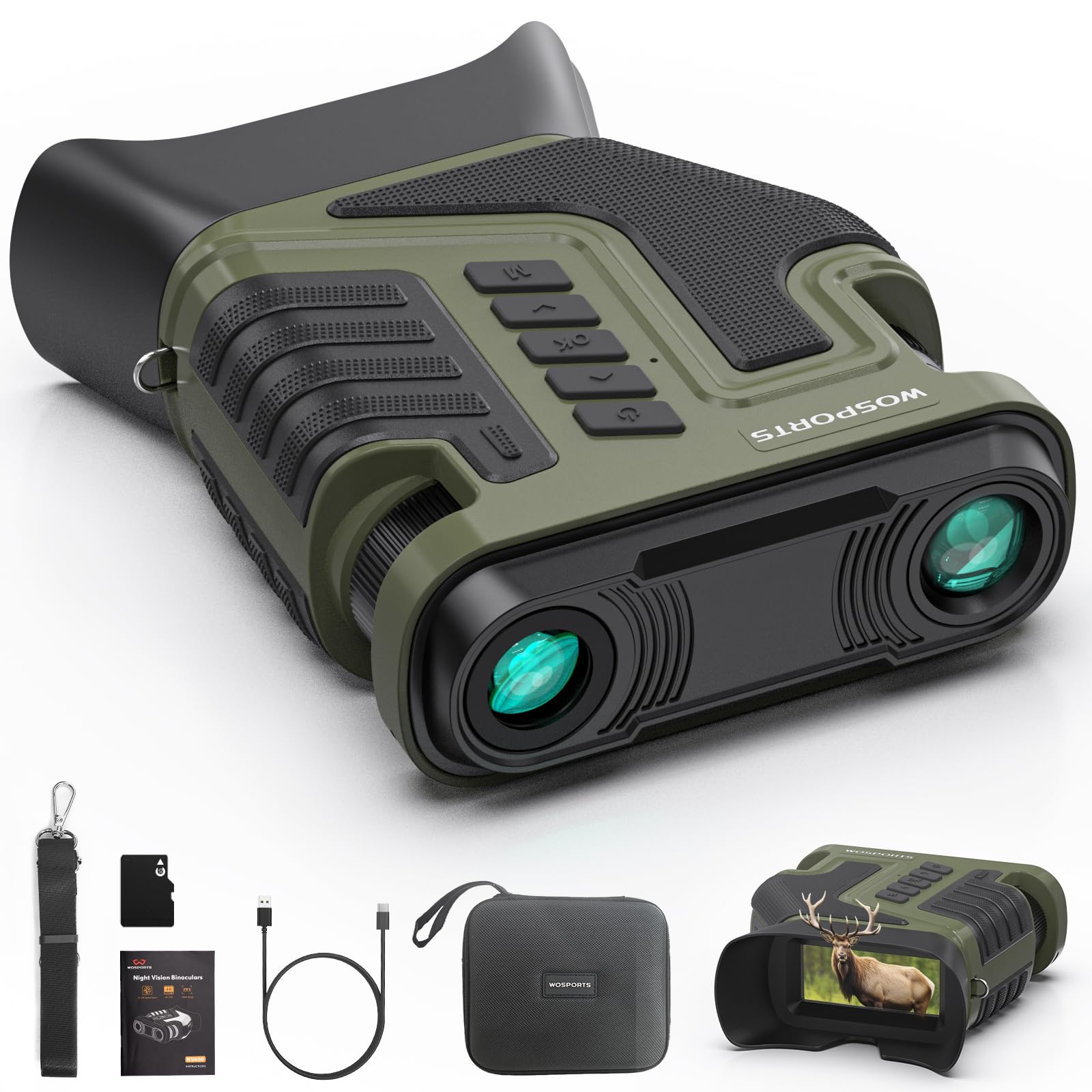 WOSPORTS 4K Night Vision Goggles for Adults, 10X Optical + 8X Digital Zoom | Up 
