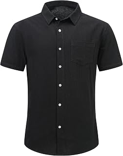 Men's Short Sleeve Shirts Casual Lightweight Button Down Shirt Holiday Beach Summer Tops with Pocket
