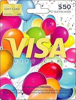 Visa Physical Gift Card $50 (plus $4.95 Purchase Fee)