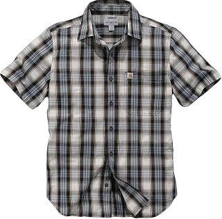 Carhartt Men's Short-Sleeve Essential Open Collar Plaid Shirt