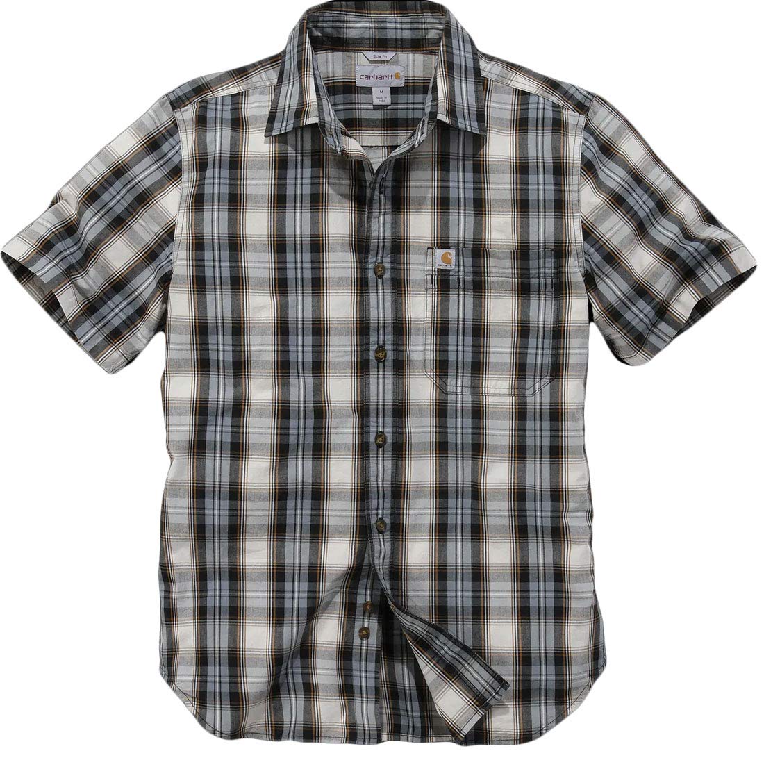 Carhartt Men's Short-Sleeve Essential Open Collar Plaid Shirt